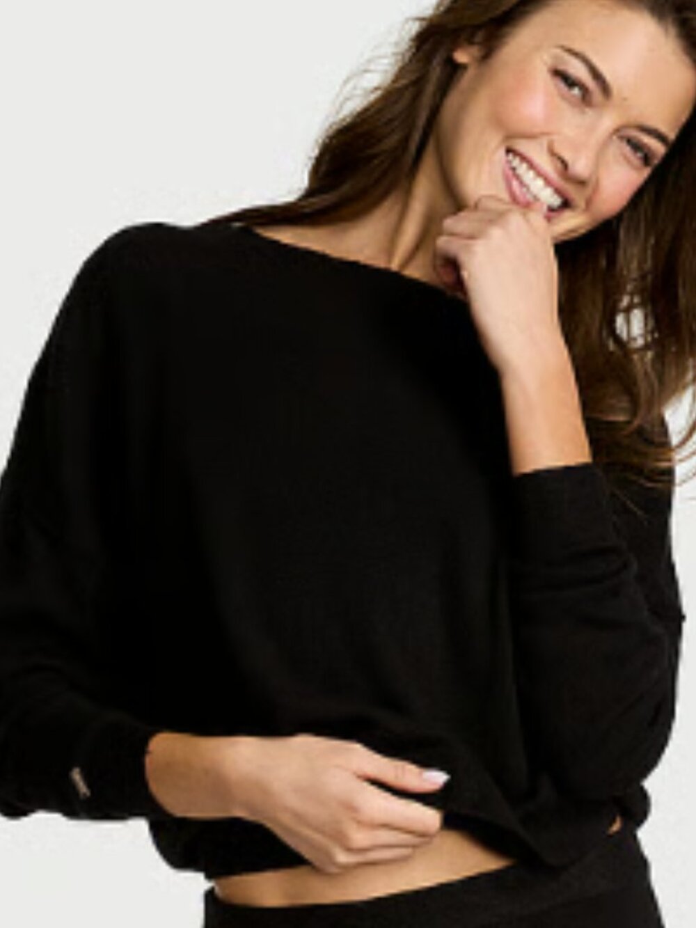 Victoria's Secret Women's Luxe Knit Crewneck Sweater - Black